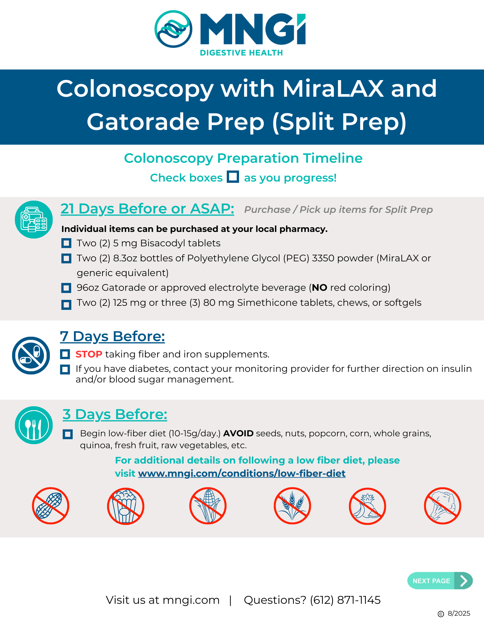 Miralax/Gatorade Split Prep