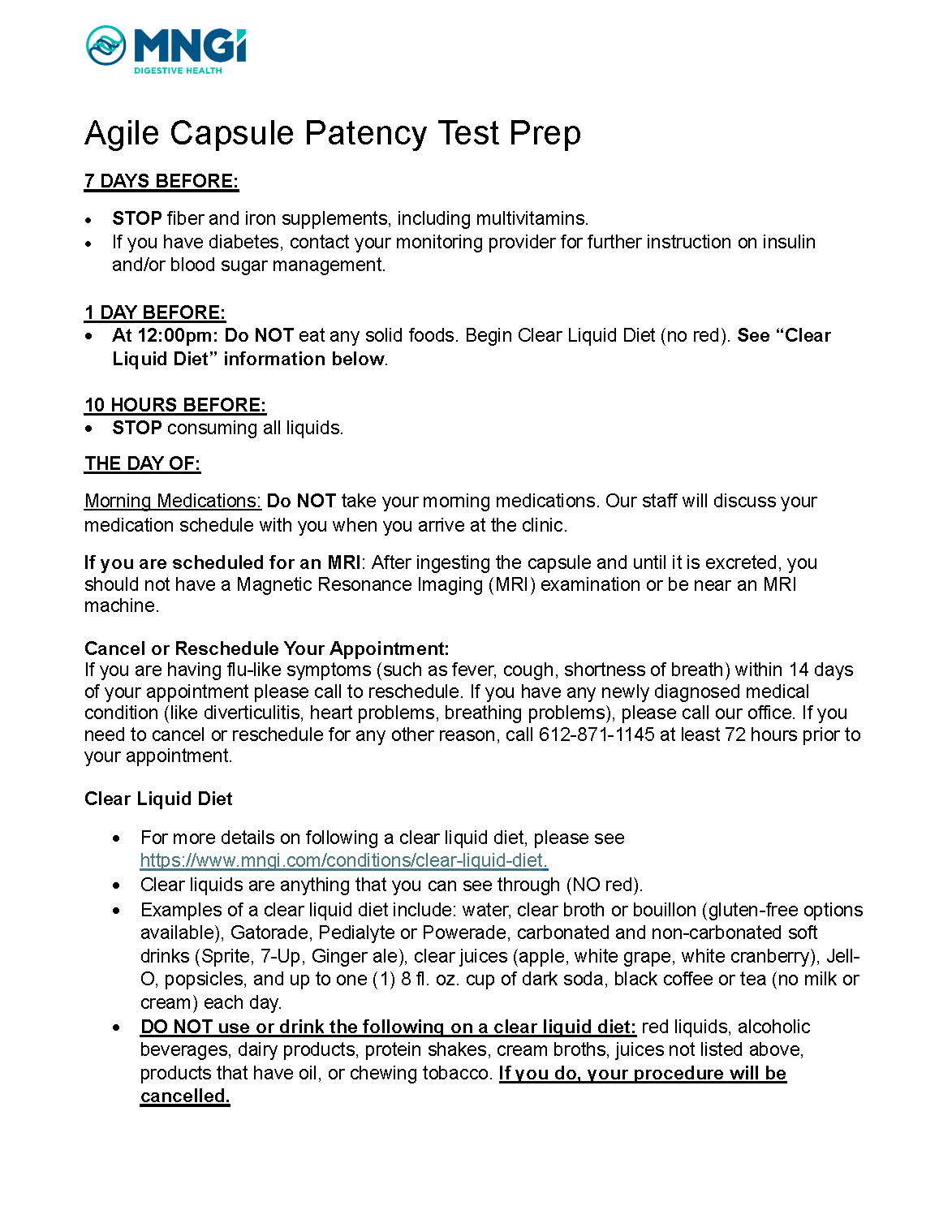 Agile Capsule Patency Test Prep