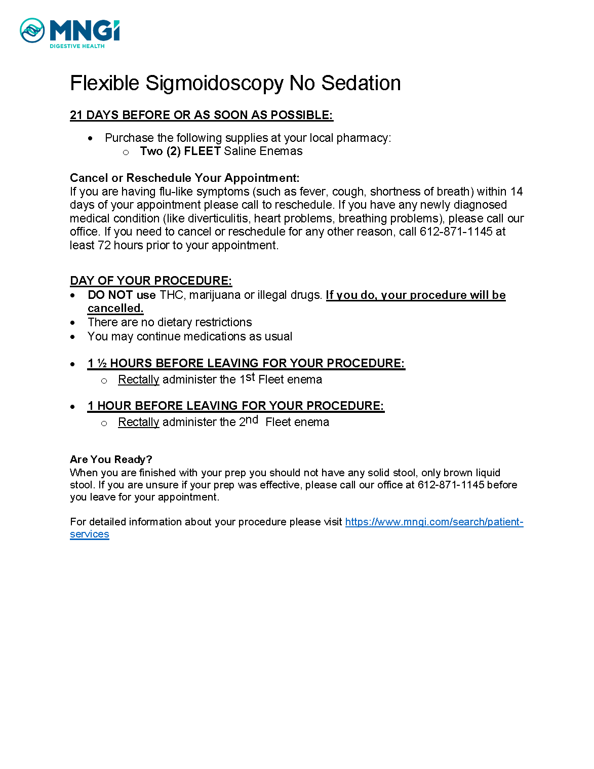 Flexible Sigmoidoscopy with No Sedation_2 Fleets Prep