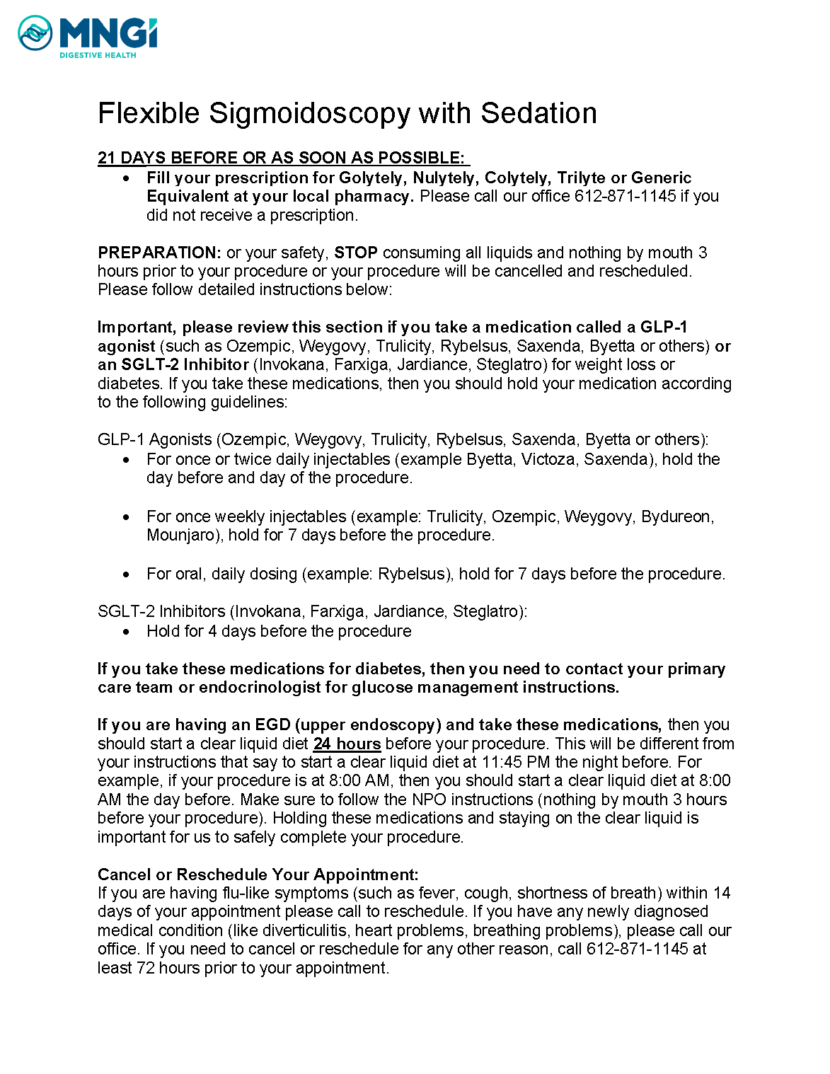 Flexible Sigmoidoscopy with Sedation Golytely Prep