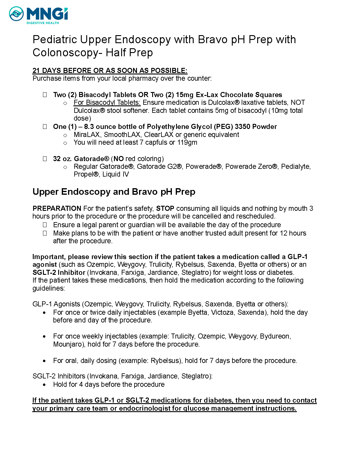 Peds Bravo Upper Colon Half Prep