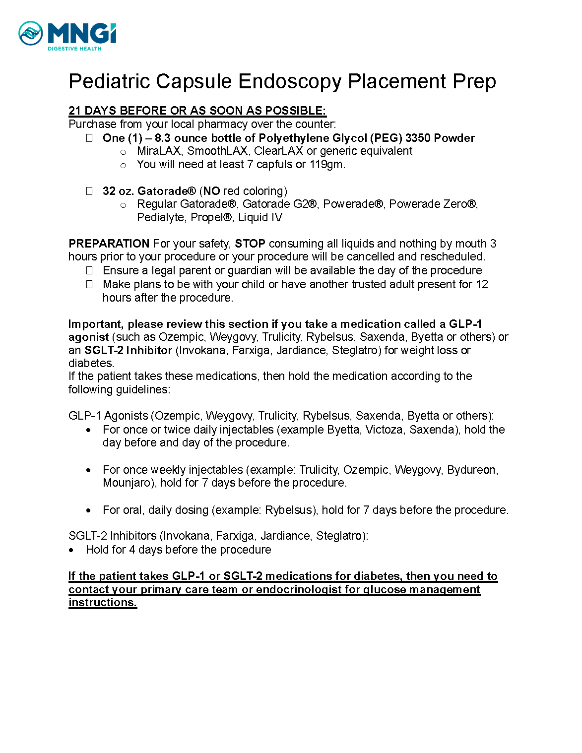 Peds Capsule Endoscopy Placement