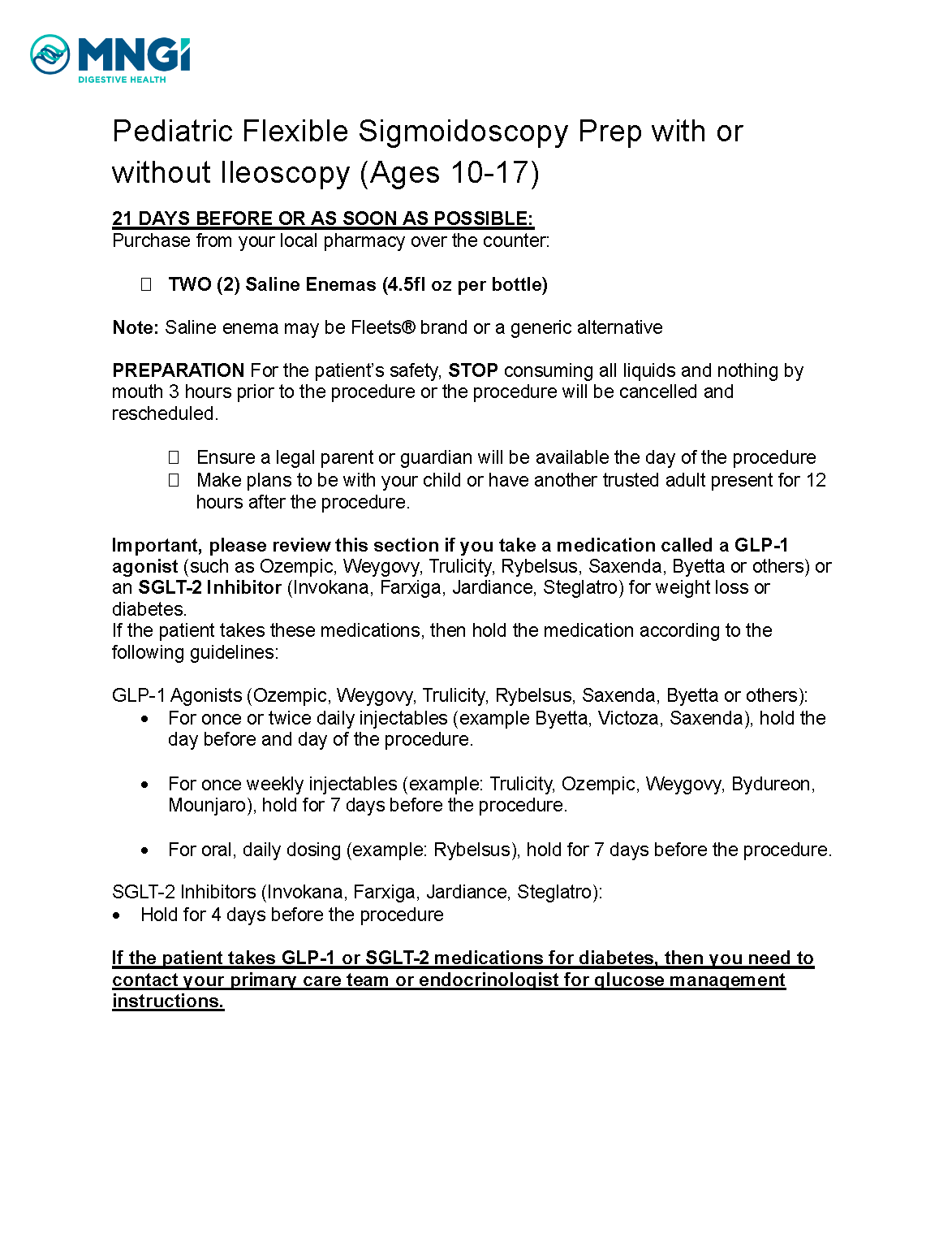 Peds Flex with or without Ileoscopy Ages 10-17