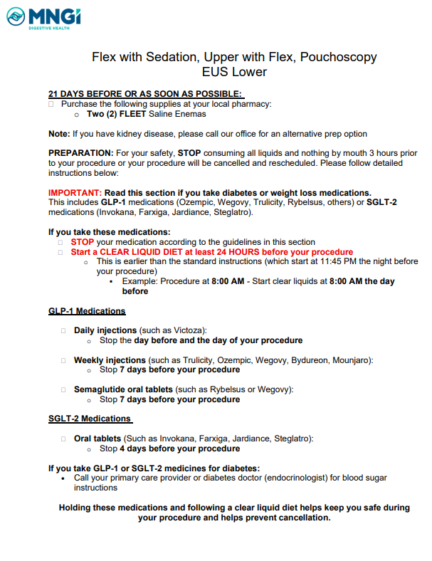 Flex w Sedation Upper Flex Pouch EUS Lower