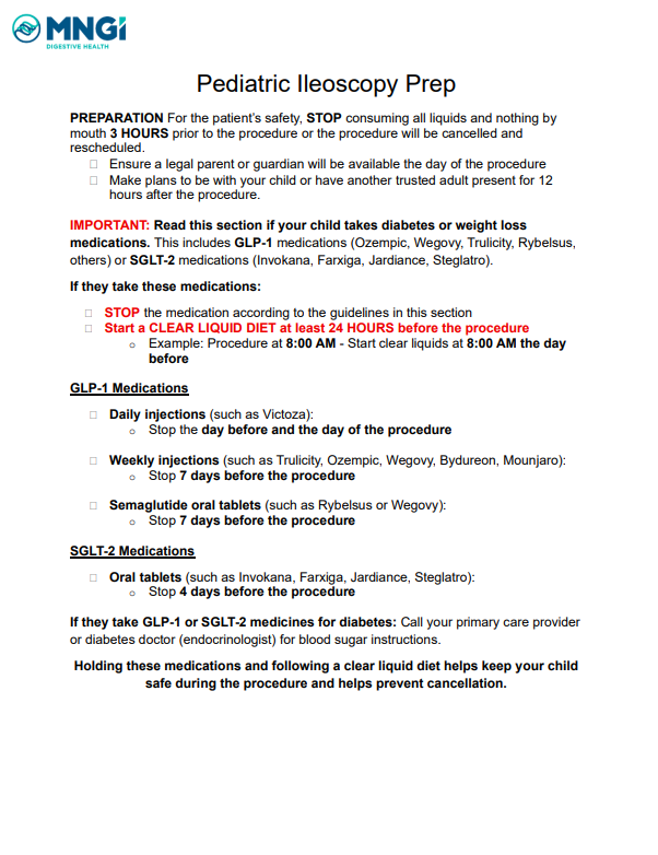 Peds Ileoscopy Prep