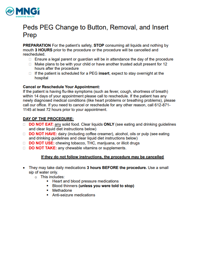 Peds PEG Prep