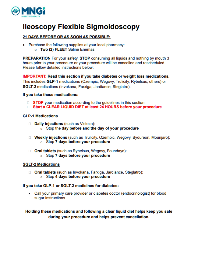 Ileoscopy Flex 2 Fleet Prep Cover