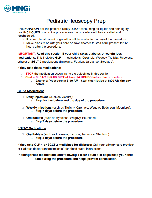 Peds Ileoscopy Prep
